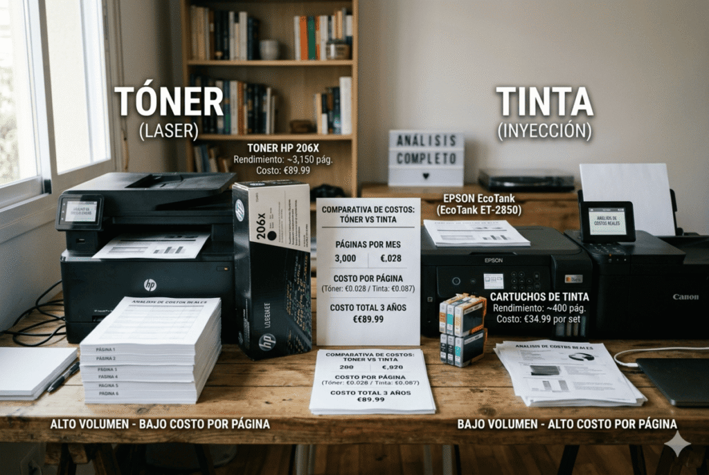 Costos reales del tóner vs tinta