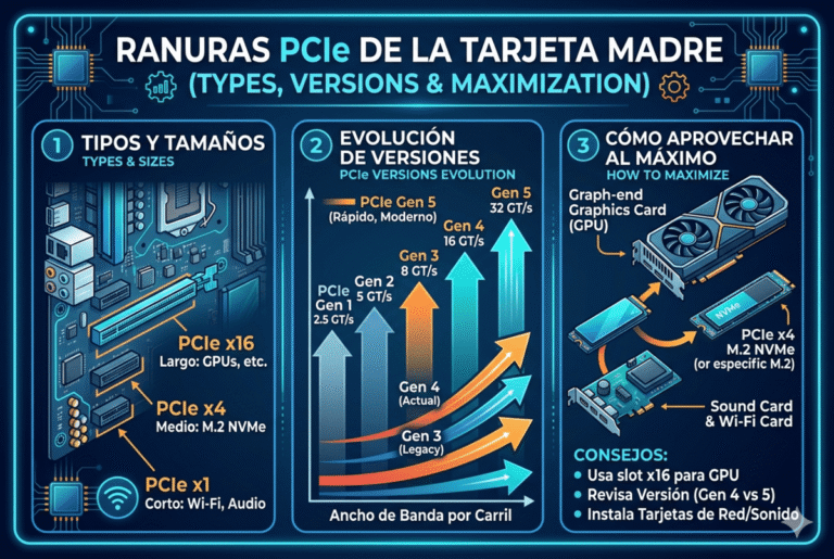 Ranuras PCIe de la tarjeta madre